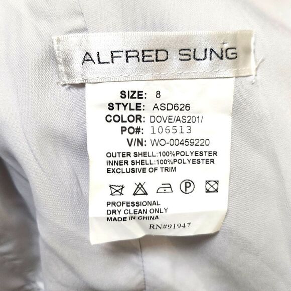 Alfred Sung Dupioni Cocktail Mini Dress Dove Gray Size 8 - Picture 9 of 10